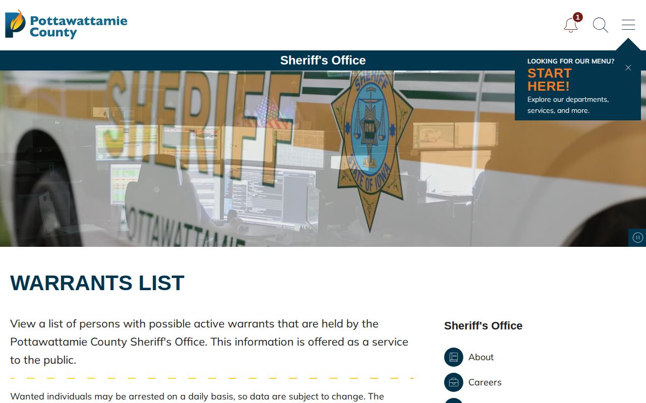 Pottawattamie County current warrant check interface