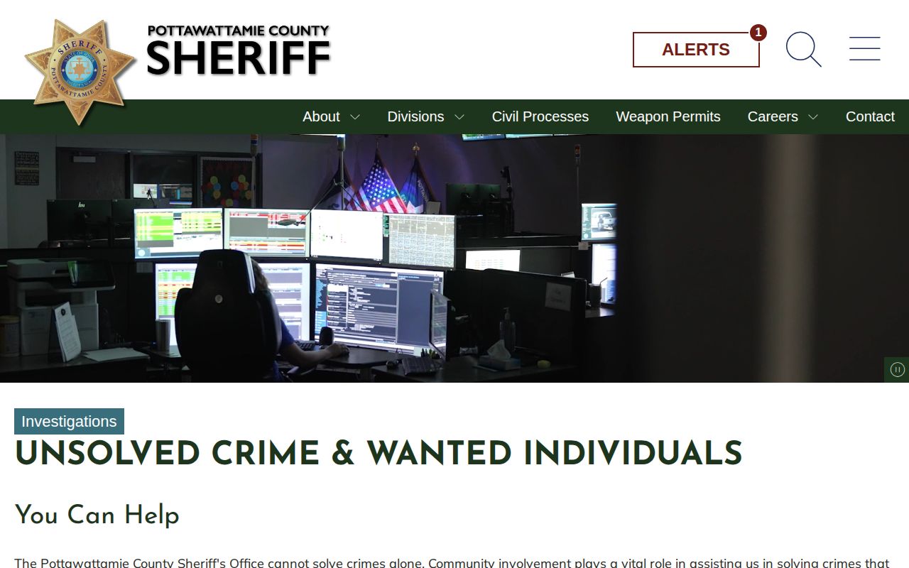 Pottawattamie County sheriff wanted page showing the 2011 update date